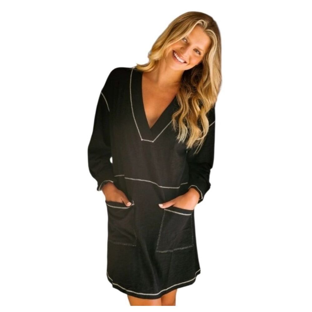 ✨Natural Life Black Long Sleeve V-Neck Pullover Shirt Charlie Sz XL Dress✨ - Picture 6 of 10